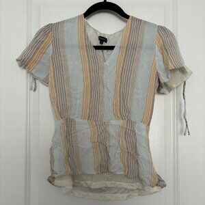 Pastel Striped Peplum Blouse | Size S